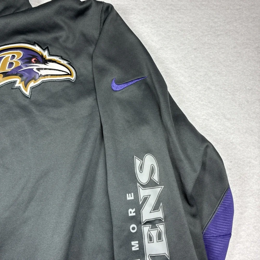 Baltimore Ravens Hoodie Men's XL Nike Therma-Fit Full Zip Gray NFL ON-Field‎